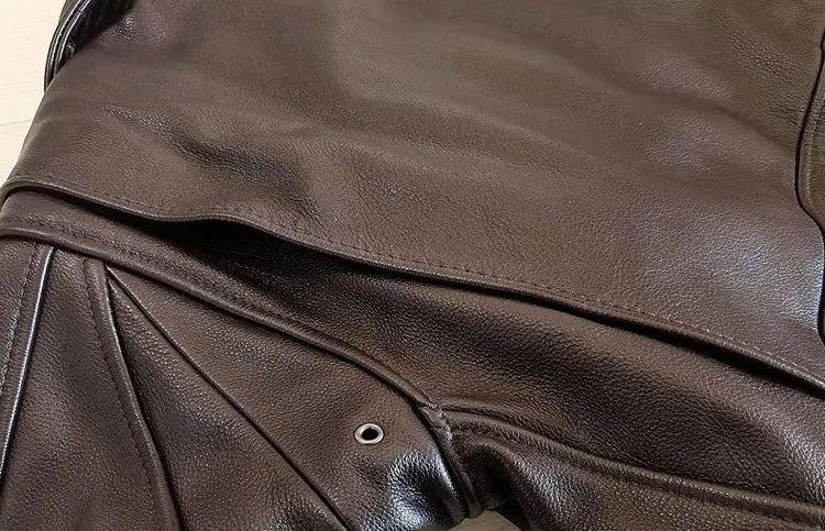 Dark Brown Autumn Leather Jacket Women Retro Style Plus Size 3XL Genuine Natural Cowhide Wool Collar Military G1 Flight Coat