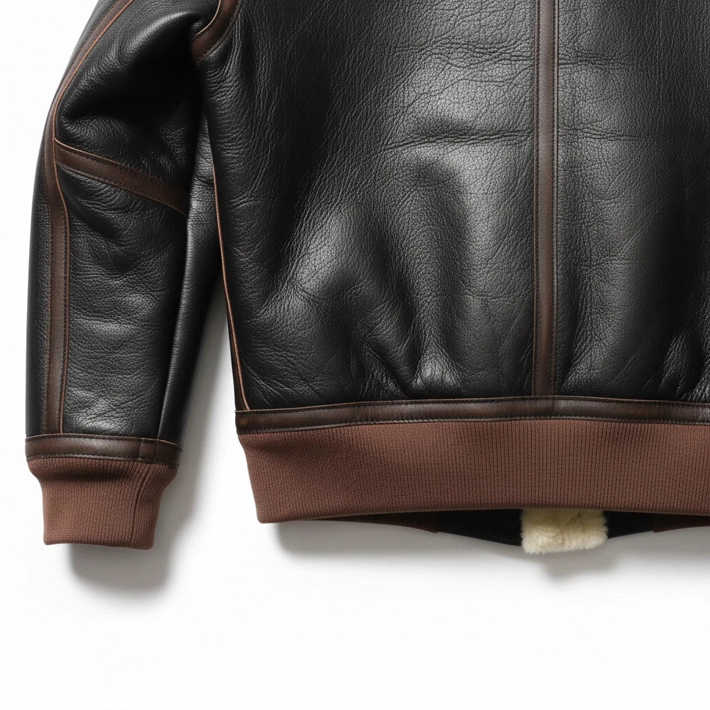 Black Winter Shearling Jacket Men Military Style Plus Size 4XL Genuine Natural Thick Sheepskin Turn-Down Collar A2 Flight Coat