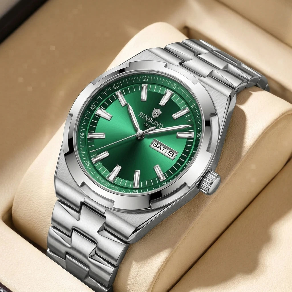1pc Fashion Metal Strap Watch, Simple and Elegant Dial, with Date and Day Display, Daily Versatile Trend