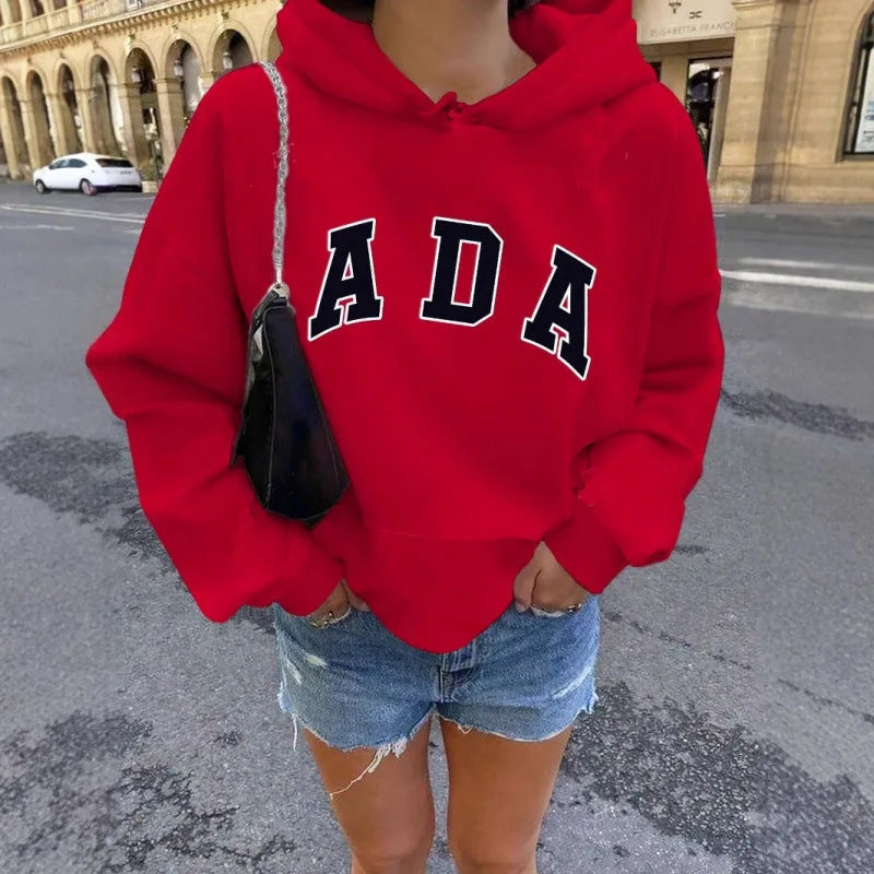 Fashionable Streetwear Hoodie Long Sleeve Oversized Casual All-Match Letter Print Short Sleeve Spring 2026 Comfortable Polyester