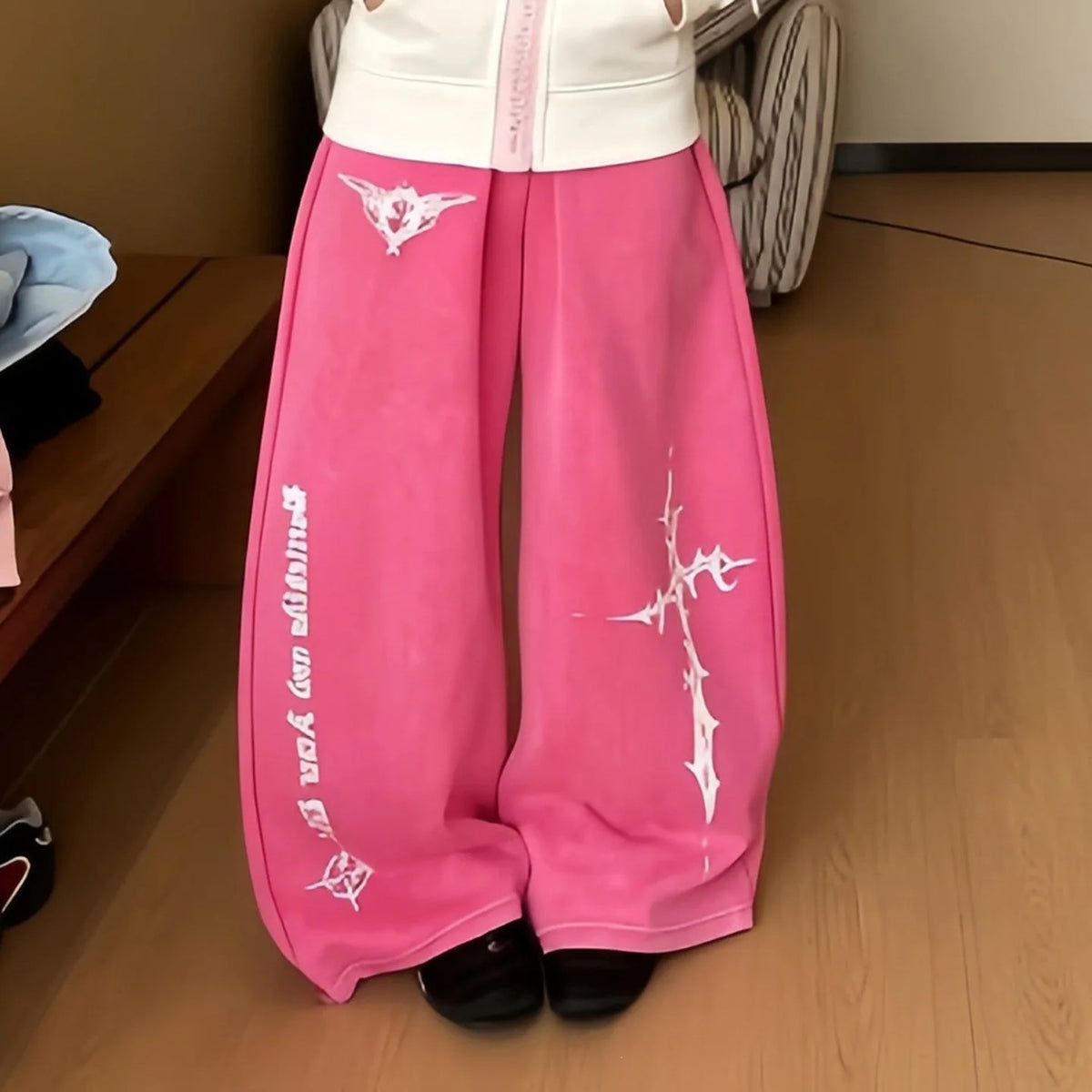 2026 New American High Street Lazy Early Eight Fashion Color Block Slimming Casual Wide Leg Pants Elegant Casual Trousers