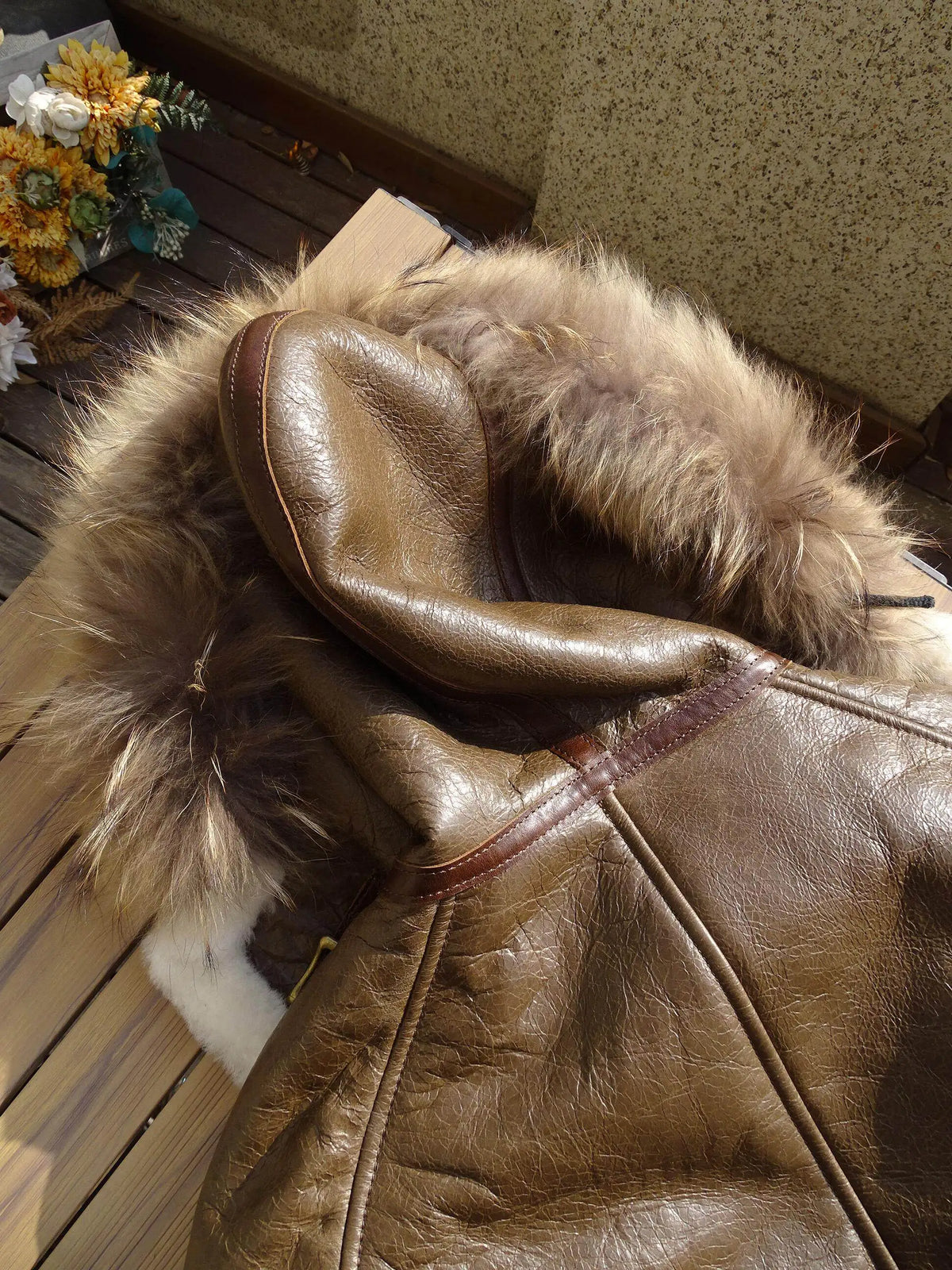 Brown Hooded Winter Shearling Jacket Men Casual Style Plus Size 5XL Genuine Natural Sheepskin Thick Warm Leather Coat