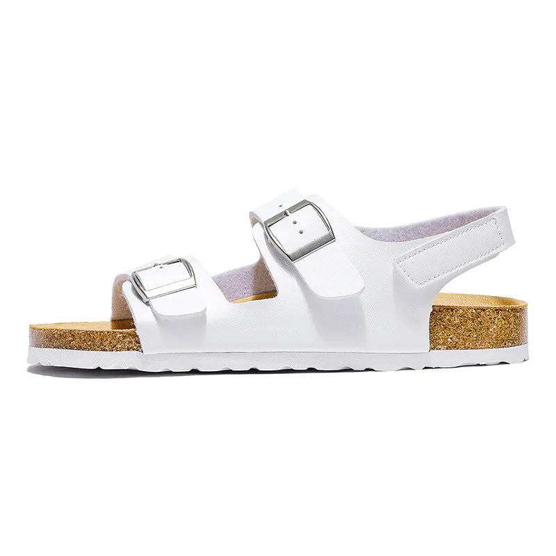 Summer Flats Cork Slippers Men's Sandals Flat Heel Casual Shoes Beach Shoes Softwood Slippers Comfortable Slip-On Footwear