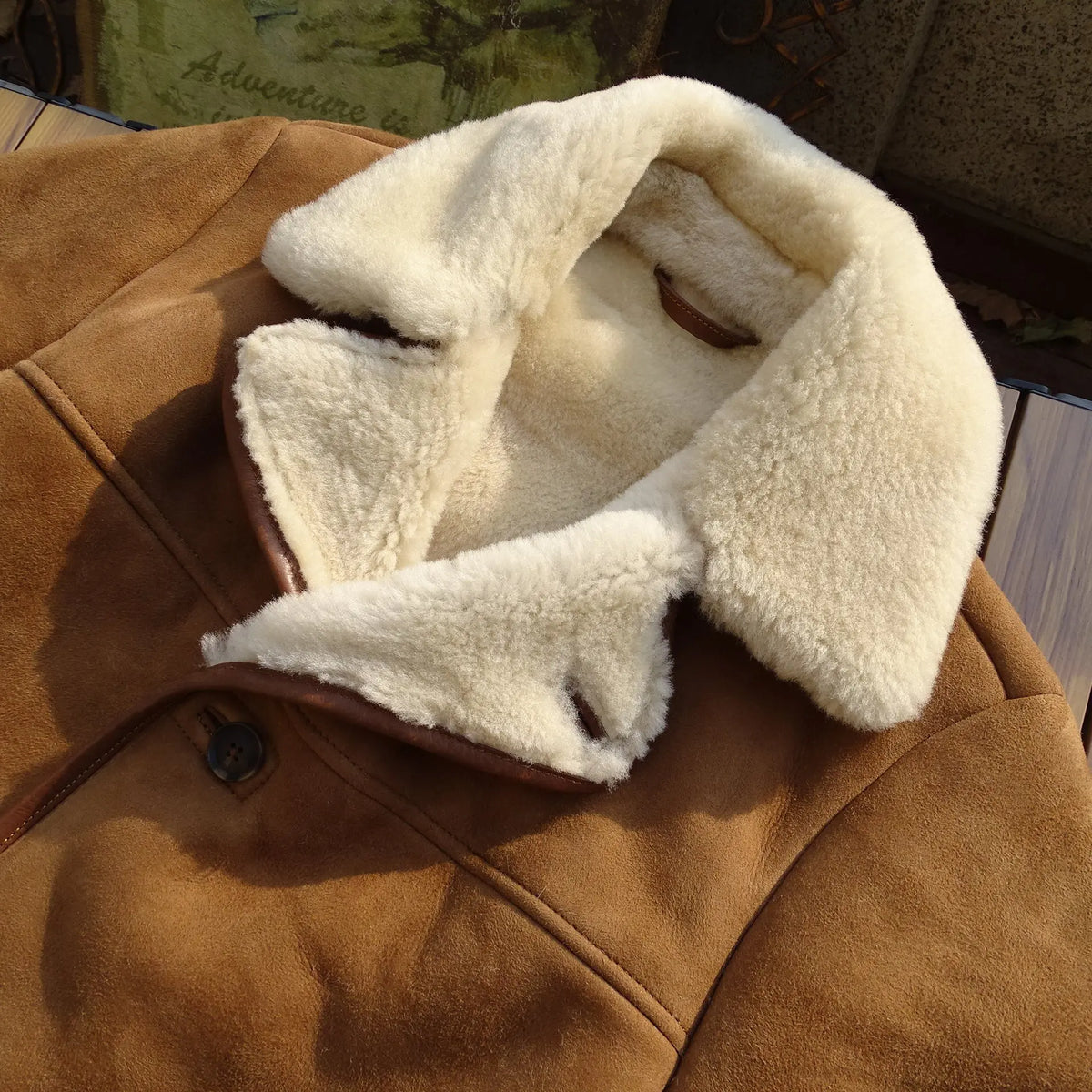 Light Brown Winter Shearling Jacket Men Casual Style Plus Size 4XL Genuine Natural Thick Sheepskin Warm Single Breasted Coat