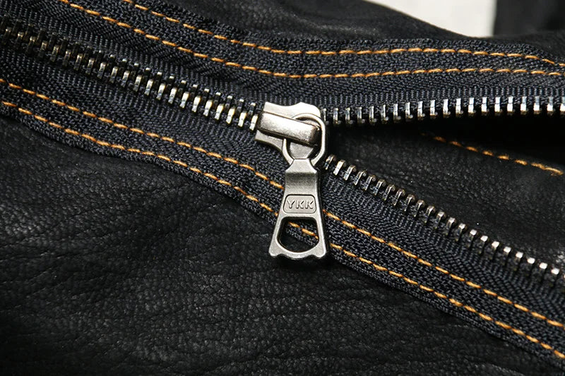 Black Spring Leather Trousers Men Retro Style Plus Size 4XL Genuine Natural Sheepskin Add Protection Device Motorcycle Pants