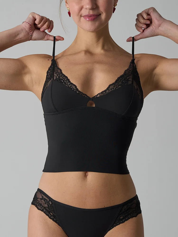 Adjustable Strap Lace Top Skin-friendly Ultra Elastic with Chest Pad Kardashian Style Streetwear Trend for Women in Spring