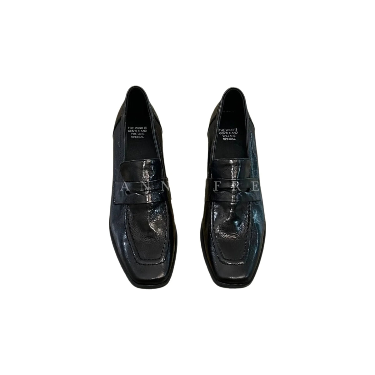 Trendy Work Shoes Women's Slip-On Loafers Artistic Style High Intelligence Sensation British Style Square Head Thick Heel Lea...