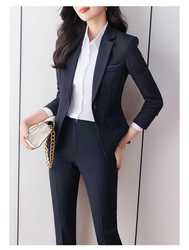 Business Formal Suit Set for Women College Students Job Interview Workwear Small Size Female Jacket Professional Top