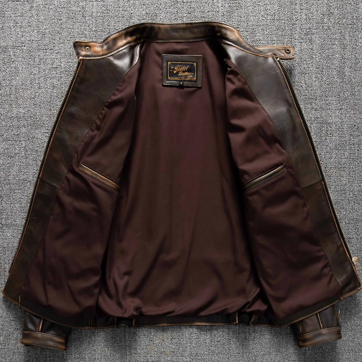Dark Brown Autumn Leather Jacket Men Retro Style Plus Size 6XL Genuine Natural Cowhide Stand Collar J100 Motorcycle Sports Coat