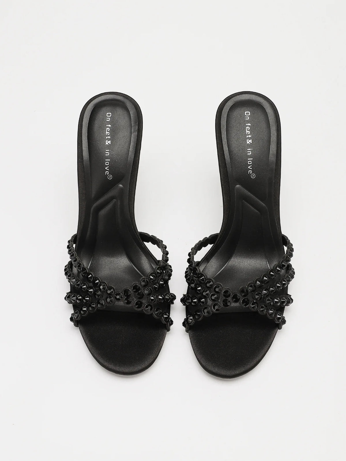 Fashionable Diamond Strap High Heels Sandals Women's Summer Party Shoes Fine Heel Versatile Elegant Ladies' Slip-On Slippers