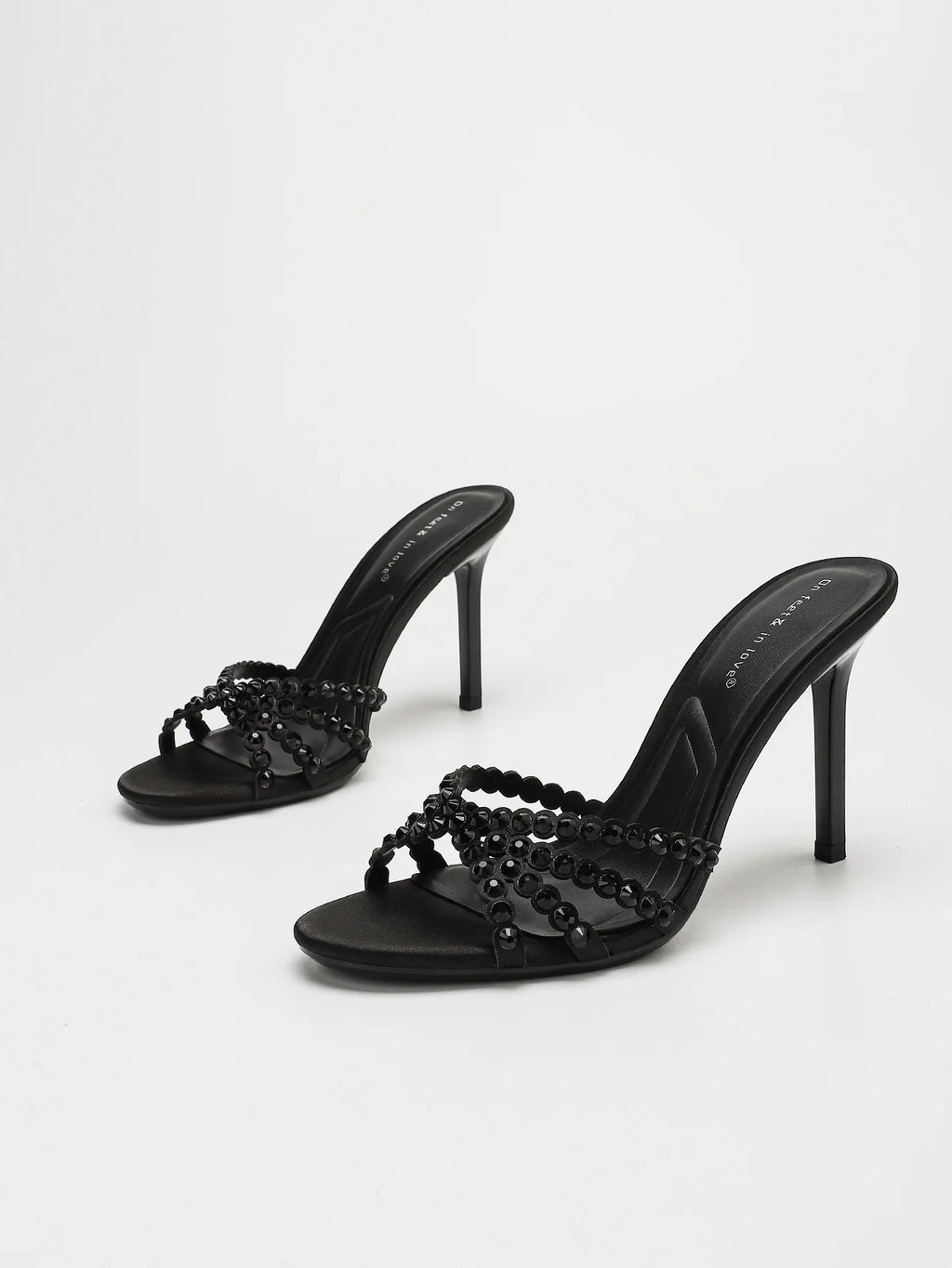 Fashionable Diamond Strap High Heels Sandals Women's Summer Party Shoes Fine Heel Versatile Elegant Ladies' Slip-On Slippers