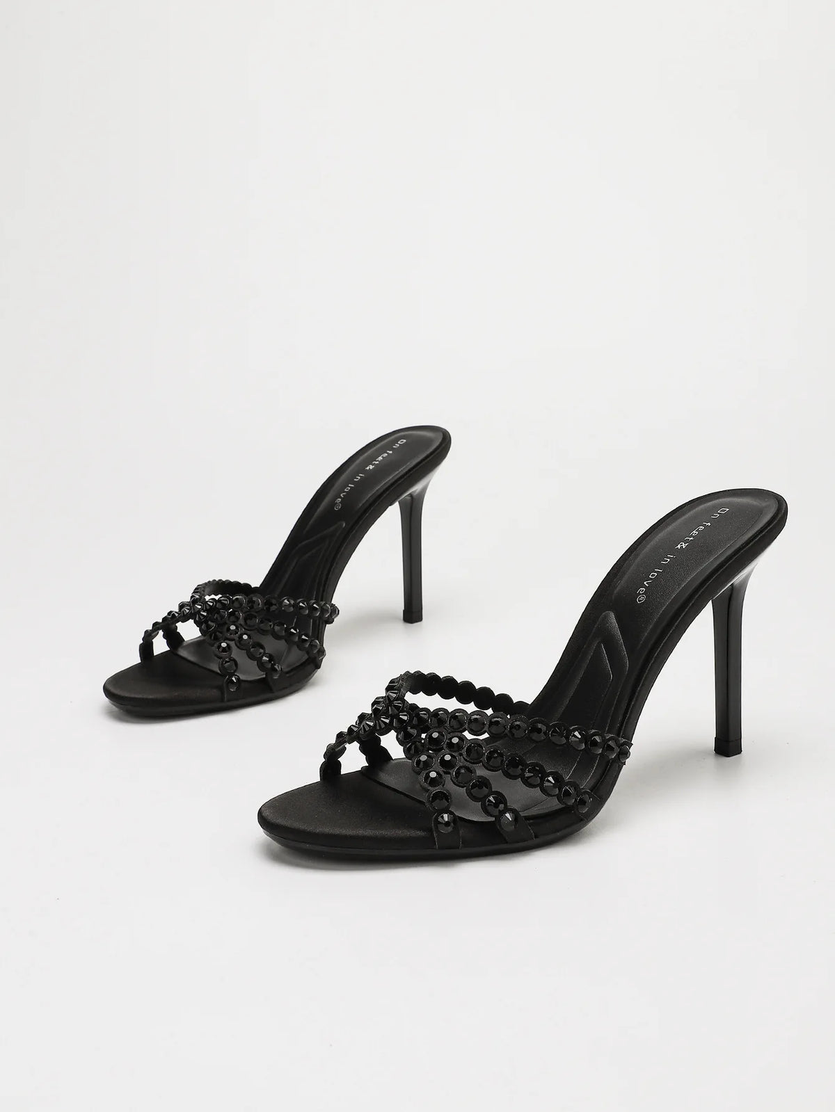 Fashionable Diamond Strap High Heels Sandals Women's Summer Party Shoes Fine Heel Versatile Elegant Ladies' Slip-On Slippers
