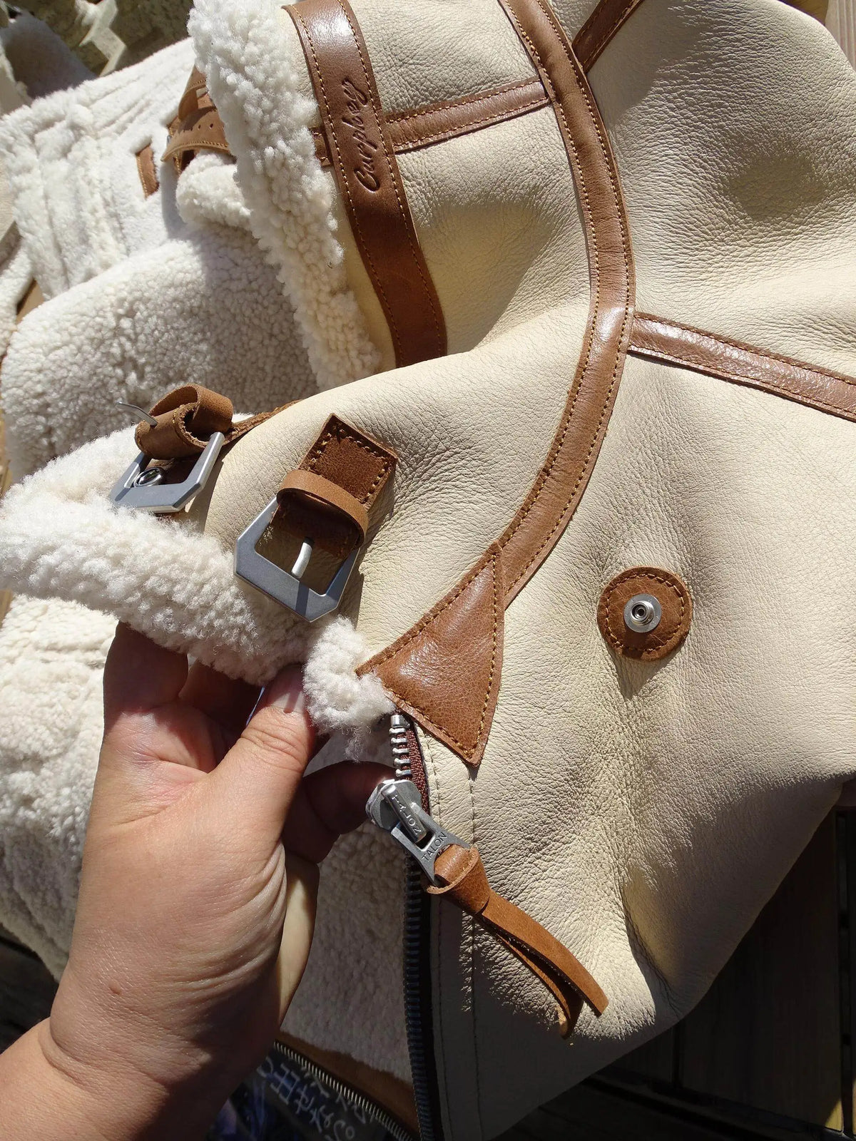 Beige White Winter Shearling Jacket Men Retro Style Plus Size 5XL Real Natural Thick Sheepskin Turn-Down Collar B3 Bomber Coat