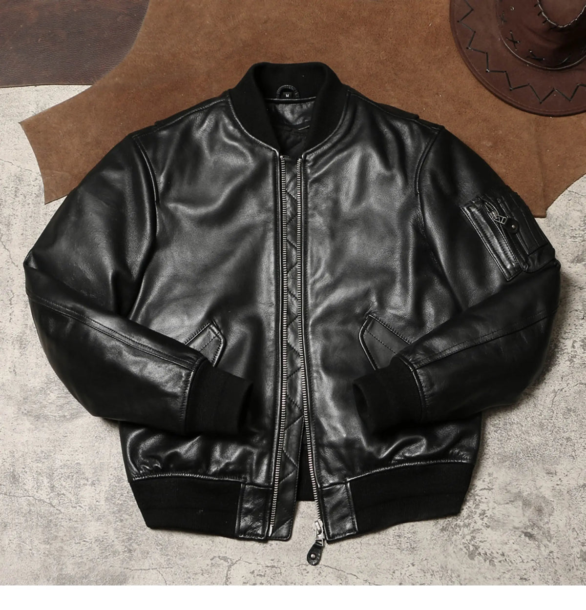 Black Winter Leather Jacket Men Military Style Plus Size 5XL Genuine Natural Sheepskin Thick Warm MA1 Flight Leather Coat