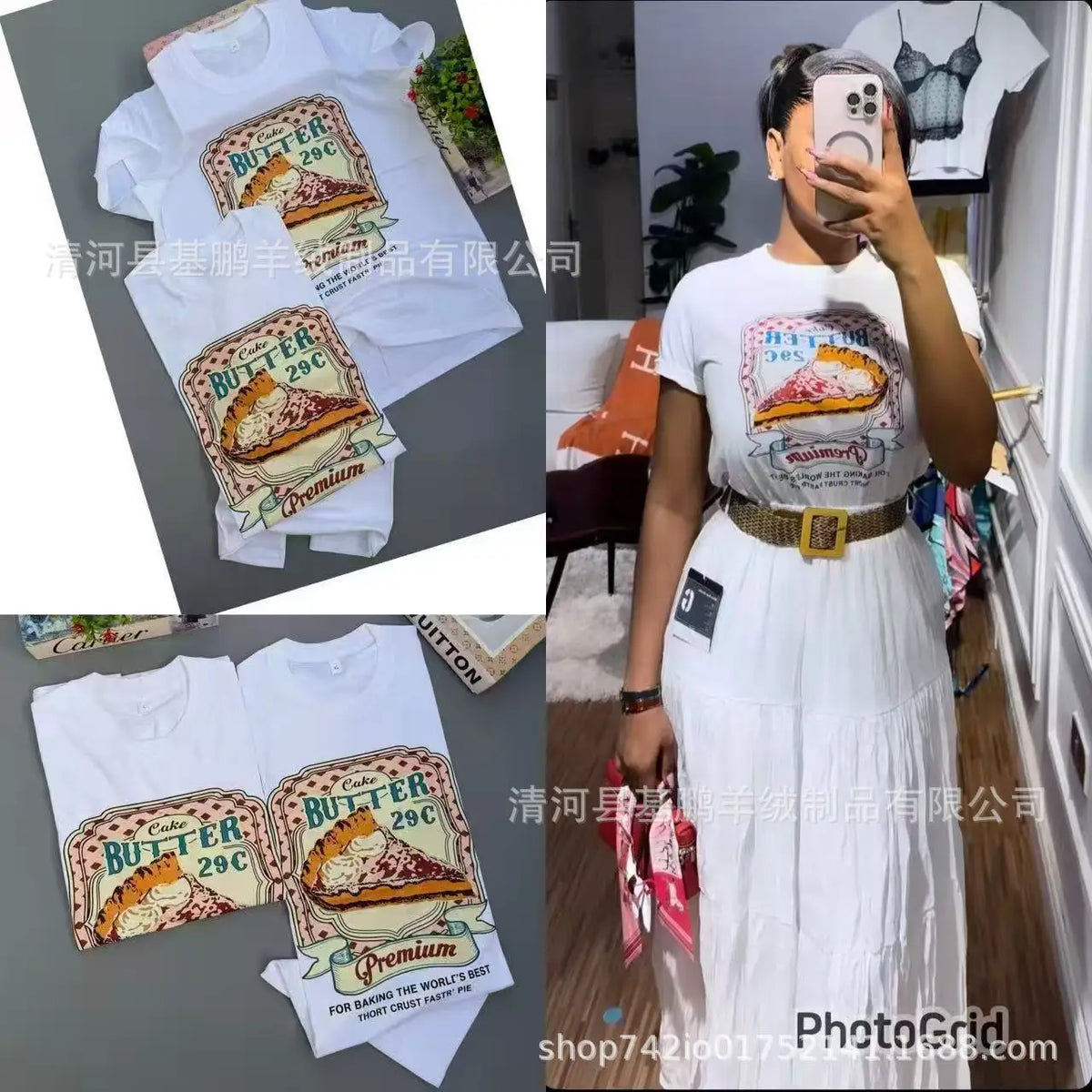 Loose Fit Embroidered Cotton T-Shirt Women's Shoulder Width round Neck Print Short Sleeve Cross-Border Half Sleeve Street Style