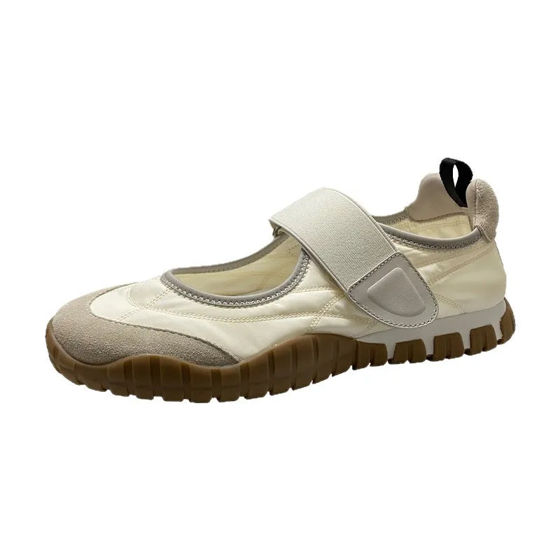 French Vintage Adhesive Outdoor Ballet Sports Shoes Women Thick Bottom Mary Janes Fashion Casual White Shoes round Toe Rubber...