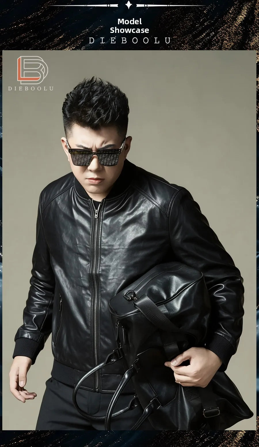 2026 Autumn New Men's Baseball Collar Biker Style Casual Leather Jacket High End Fashion Outerwear Slim Fit Long Sleeve Zipper