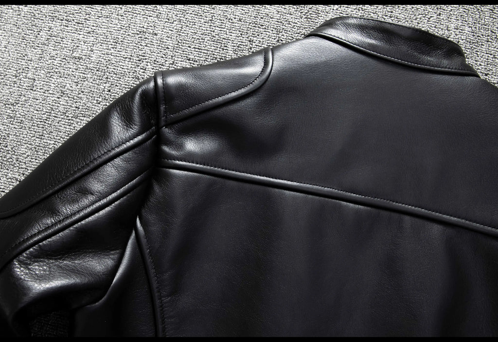Black Autumn Leather Jacket Men Retro Style Plus Size 6XL Genuine Natural Cowhide Stand Collar J100 Motorcycle Sports Coat
