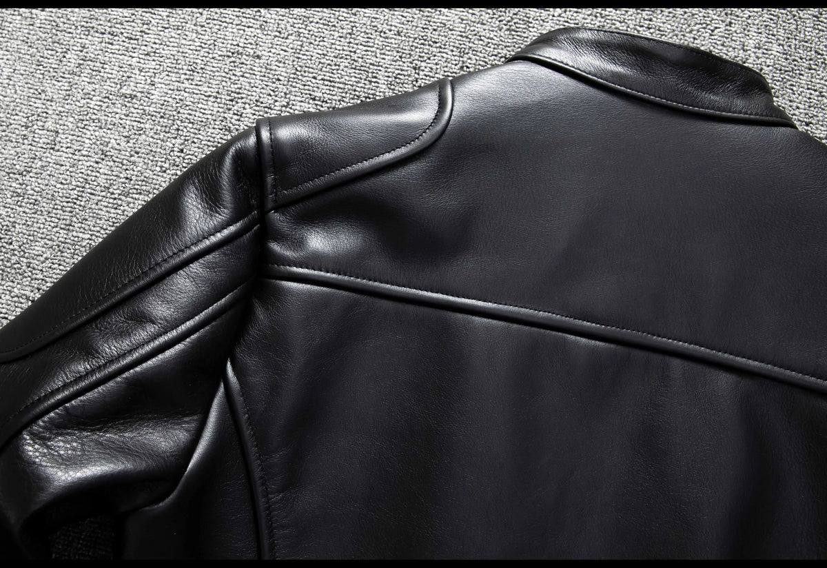 Black Autumn Leather Jacket Men Retro Style Plus Size 6XL Genuine Natural Cowhide Stand Collar J100 Motorcycle Sports Coat