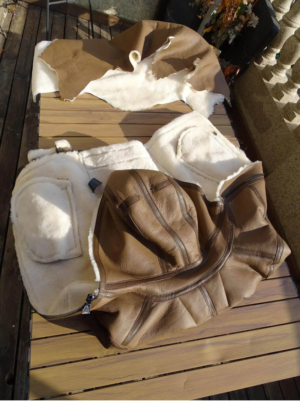 Brown Winter Hooded Shearling Jacket Men Casual Style Plus Size 5XL Genuine Natural Thick Sheepskin Warm Leather Coat