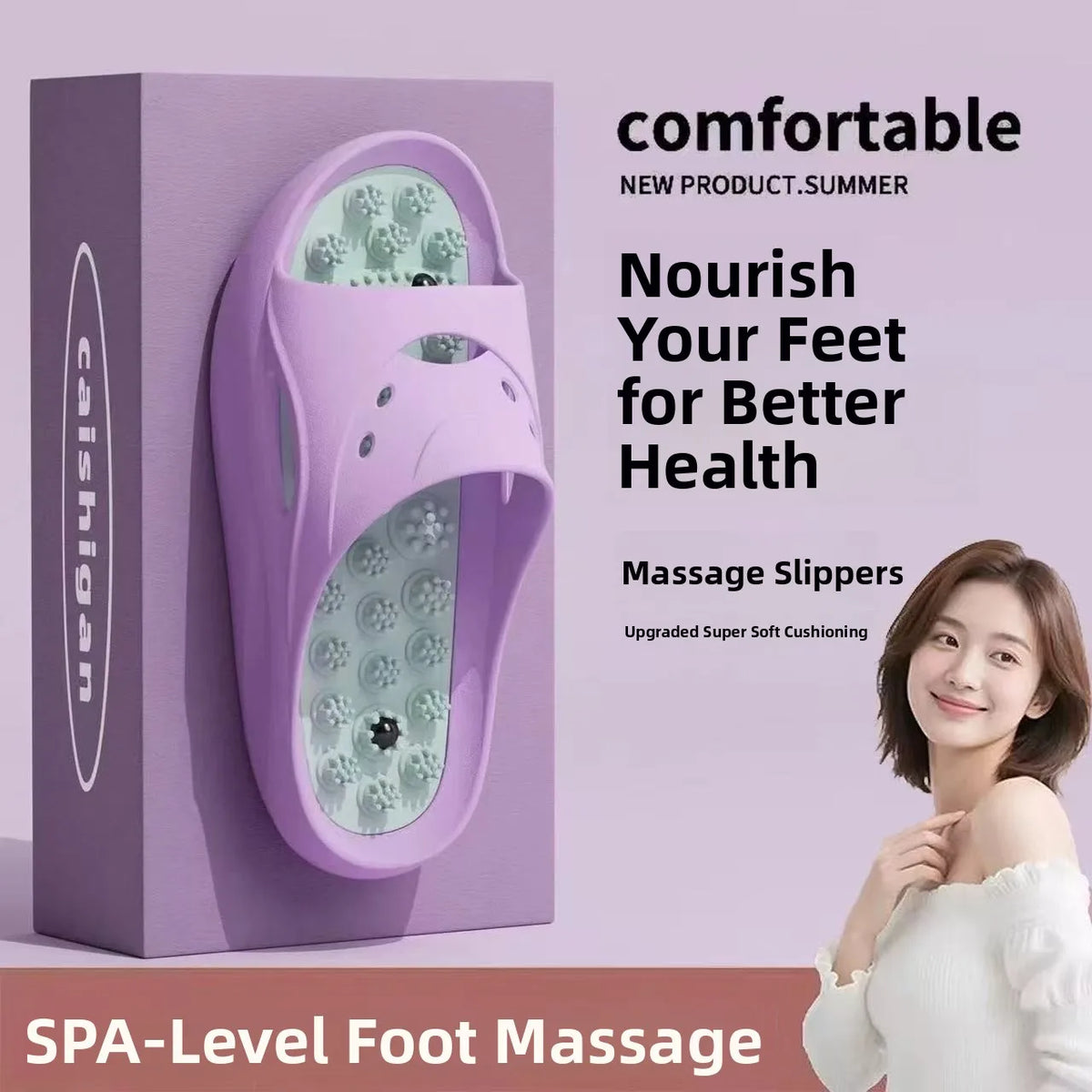 Women's Foot Massage Slippers Indoor Anti-Slip Pressure Plate Shoe Therapy Outdoor Health Cooling Sandals Comfortable Slip-On