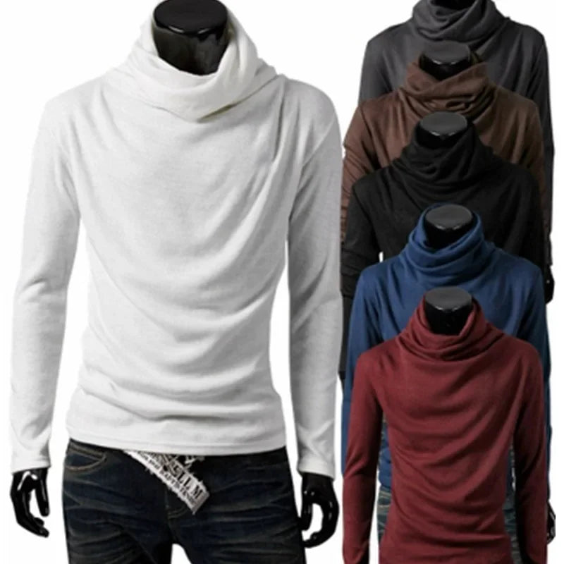 Fashionable Long Sleeve Men's T-Shirt Slim Fit Base Layer Shirt Trendy Collared Top for Casual Occasions Winter Wear