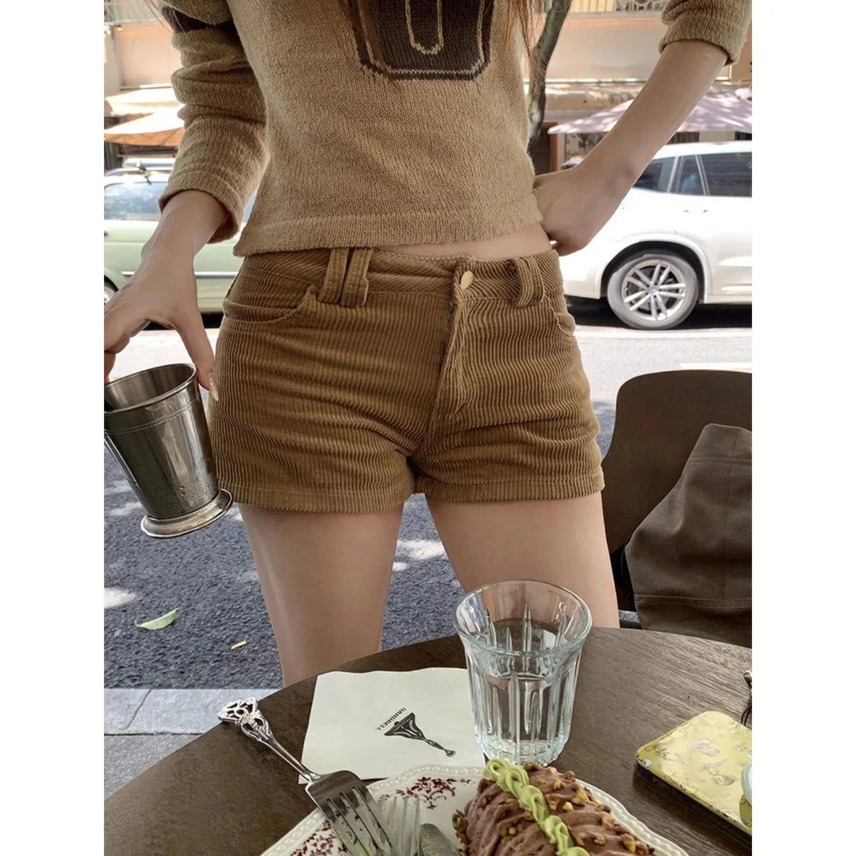 Slimming American Retro Corduroy Casual Pants Low Waist Bootcut Wide Leg Shorts for Women Autumn Winter New Style Casual Pants