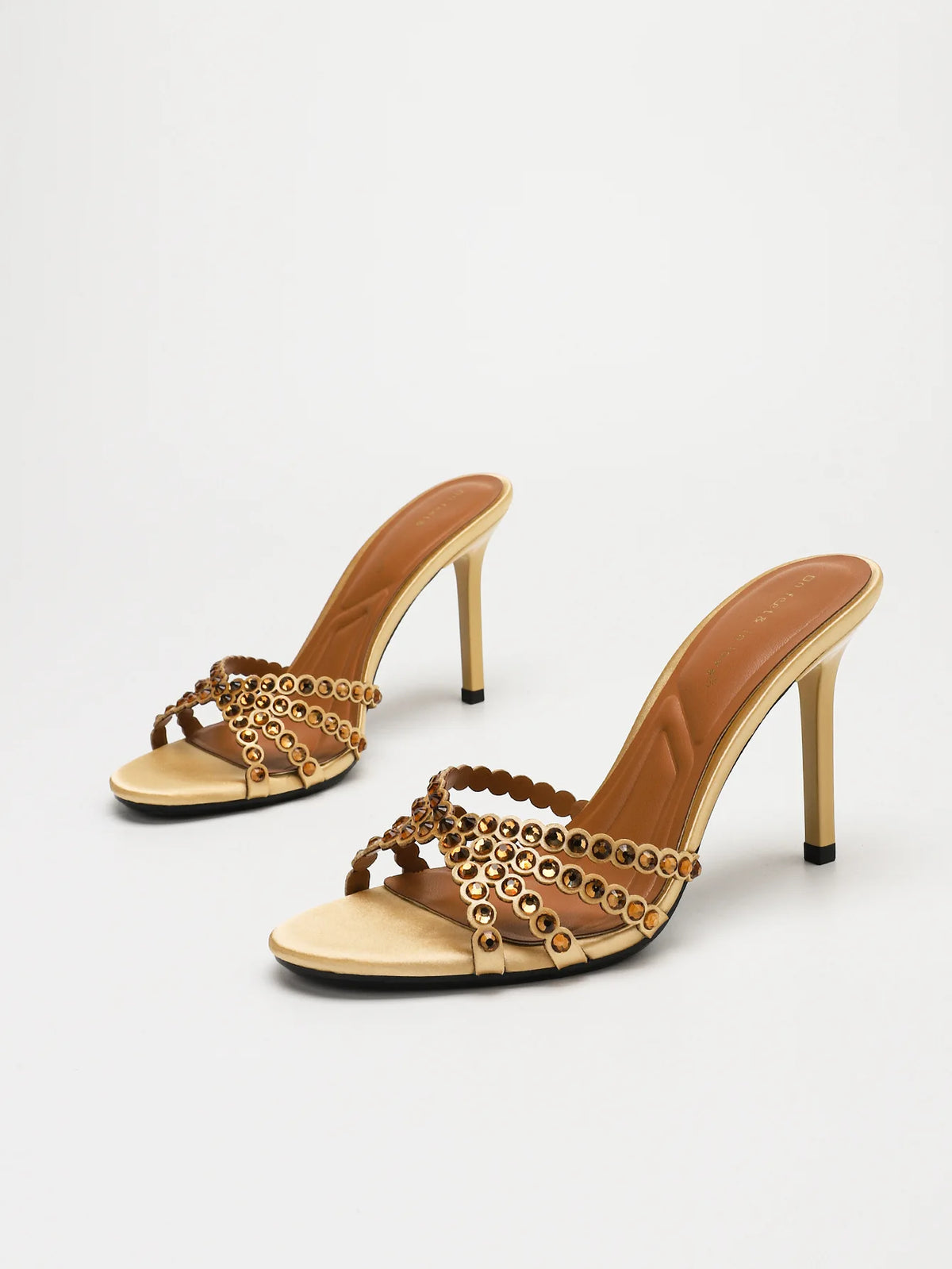 Fashionable Diamond Strap High Heels Sandals Women's Summer Party Shoes Fine Heel Versatile Elegant Ladies' Slip-On Slippers