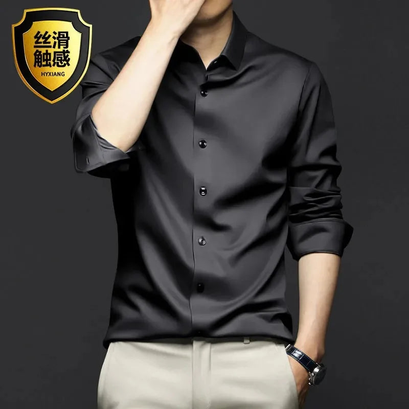 Men's White Shirt Long Sleeve Non iron Business Dress Slim Fit Korean Version Professional Work White Casual Men's Suit Shirt