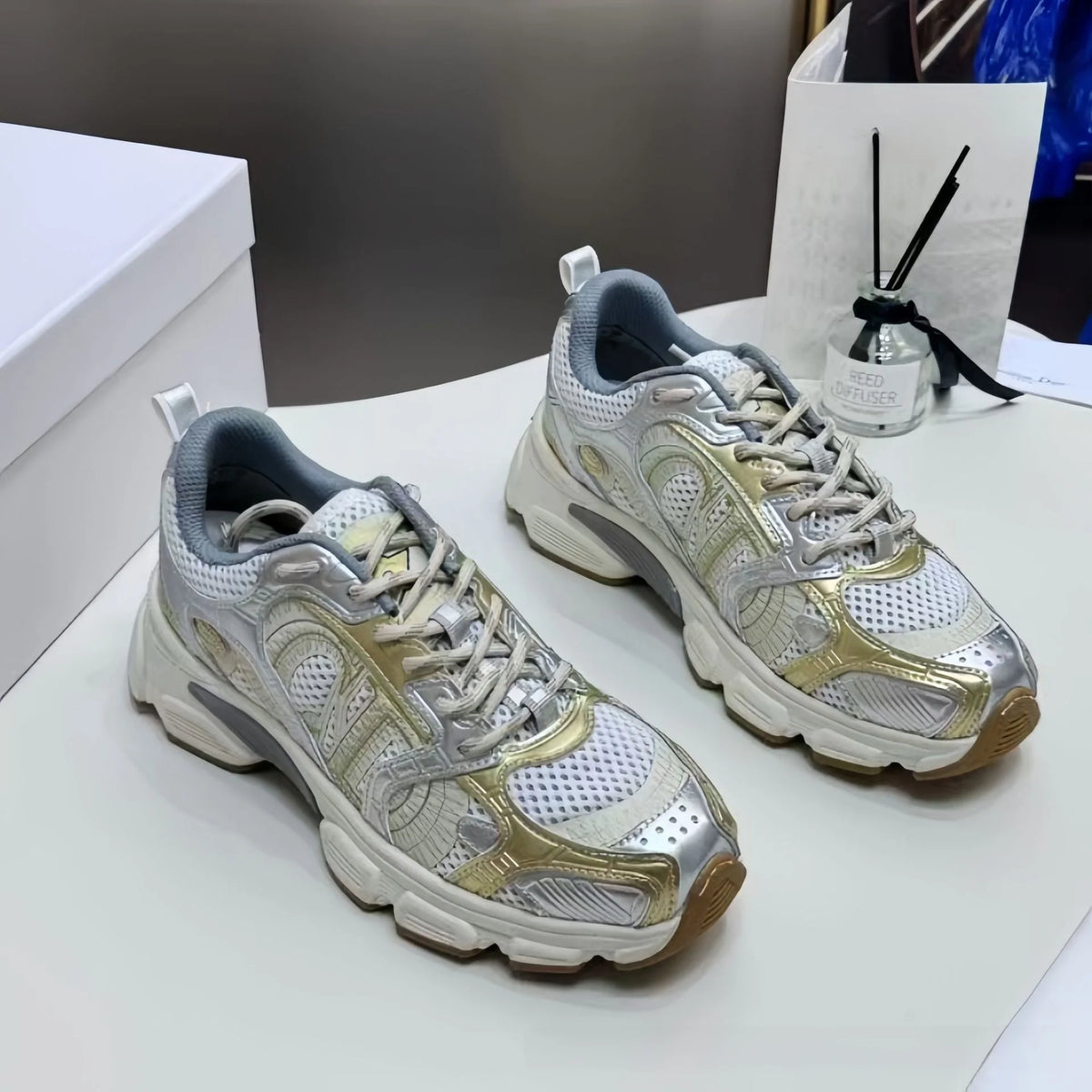 2025 New D Home B30 Tech Sports Mesh Dad Running Shoes with Laces Olympic Star Net Shoes Unisex Summer Dry Hollow out Sneakers