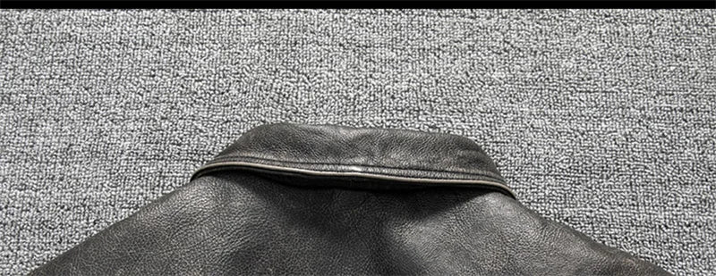 Black Spring Leather Jacket Men Vintage Style Plus Size 5XL Genuine Natural Cowhide Turn-Down Collar Single Breasted Coat