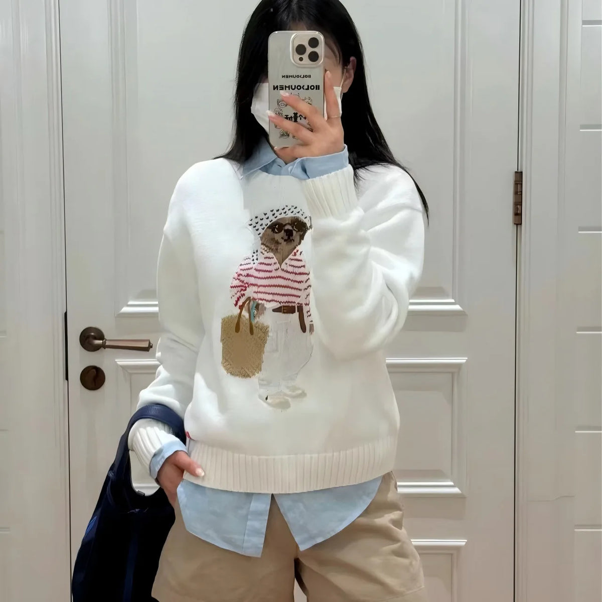 Loose Fit round Neck Knitwear Summer Women's Style Cotton Linen Blend Long Sleeve Casual Top Animal Pattern Embroidered