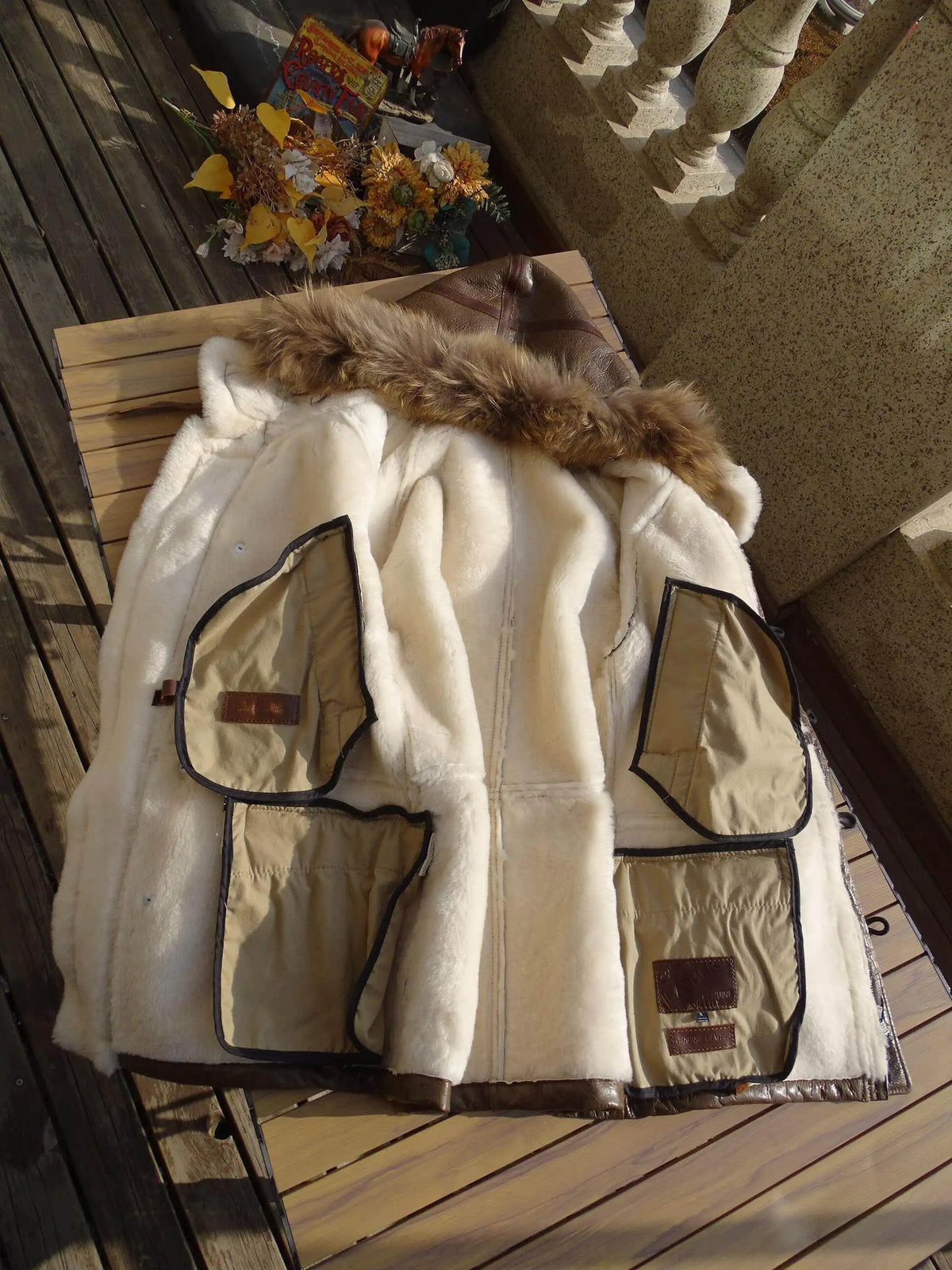 Brown Hooded Winter Shearling Jacket Men Casual Style Plus Size 5XL Genuine Natural Sheepskin Thick Warm Leather Coat