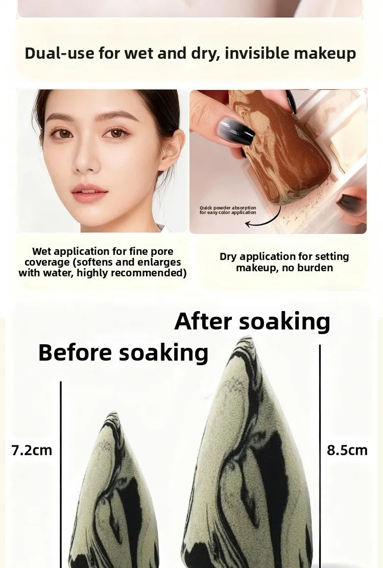 Water Activated Gradient Color Beauty Blender Tongue Shaped Makeup Sponge Dry Wet Use Dual Purpose Cosmetic Tool Non Latex