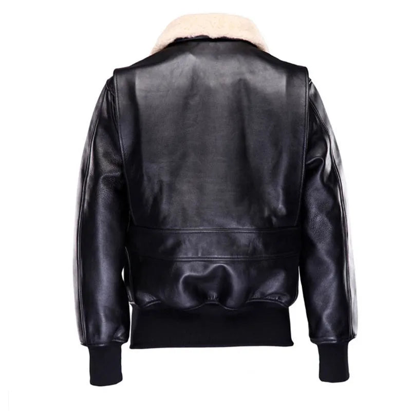 Black Winter Leather Jacket Women Military Style Plus Size 3XL Genuine Natural Thick Sheepskin Wool Collar Warm G1 Flgiht Coat