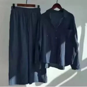 Retro Large Size Cotton Linen Shirt Set High Waist Loose Pants Two Piece Set Women's Clothing Casual Fashion Summer Season