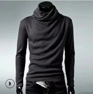 Fashionable Long Sleeve Men's T-Shirt Slim Fit Base Layer Shirt Trendy Collared Top for Casual Occasions Winter Wear