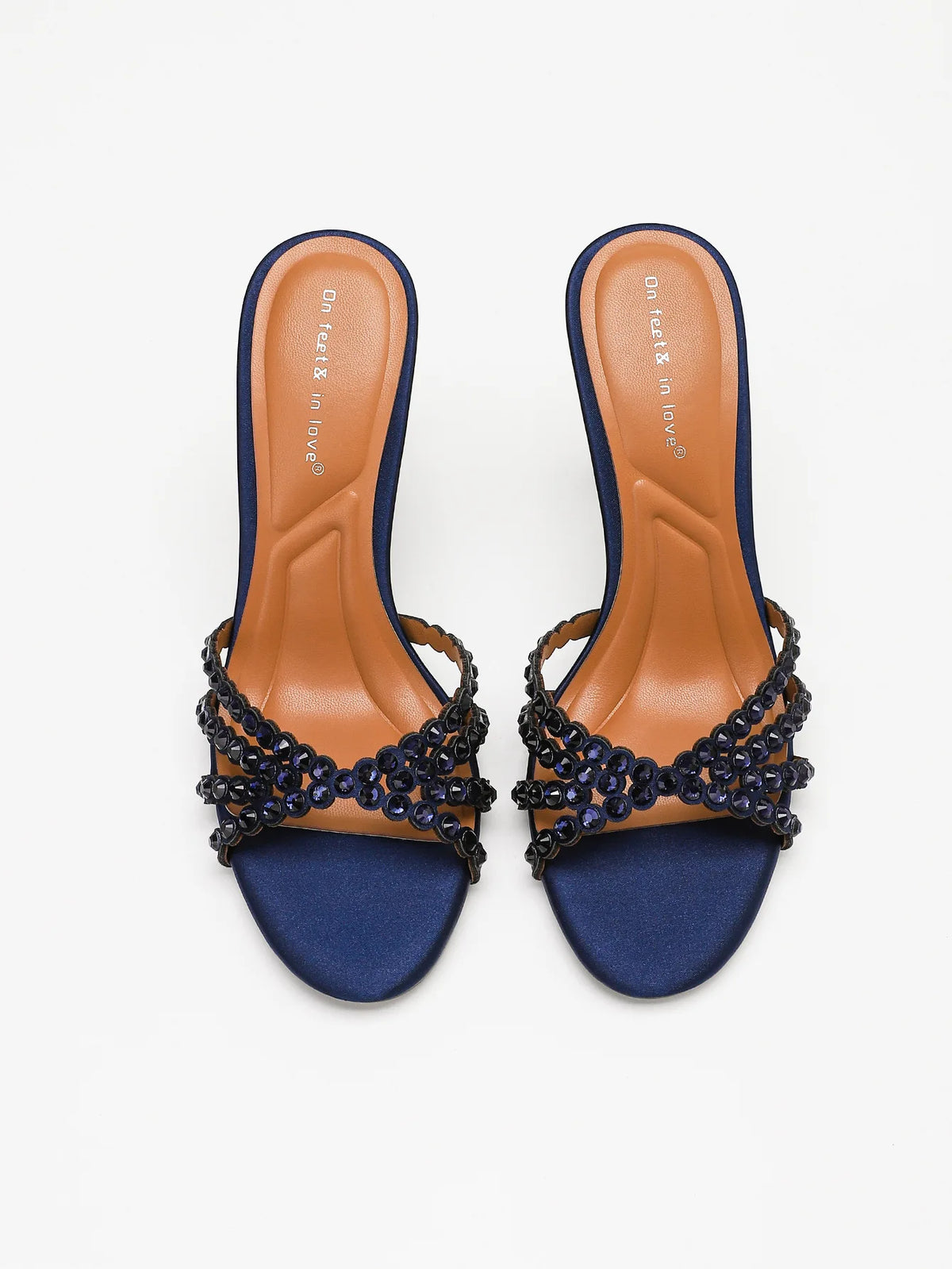 Fashionable Diamond Strap High Heels Sandals Women's Summer Party Shoes Fine Heel Versatile Elegant Ladies' Slip-On Slippers