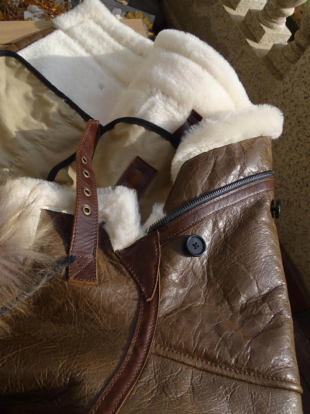 Brown Hooded Winter Shearling Jacket Men Casual Style Plus Size 5XL Genuine Natural Sheepskin Thick Warm Leather Coat