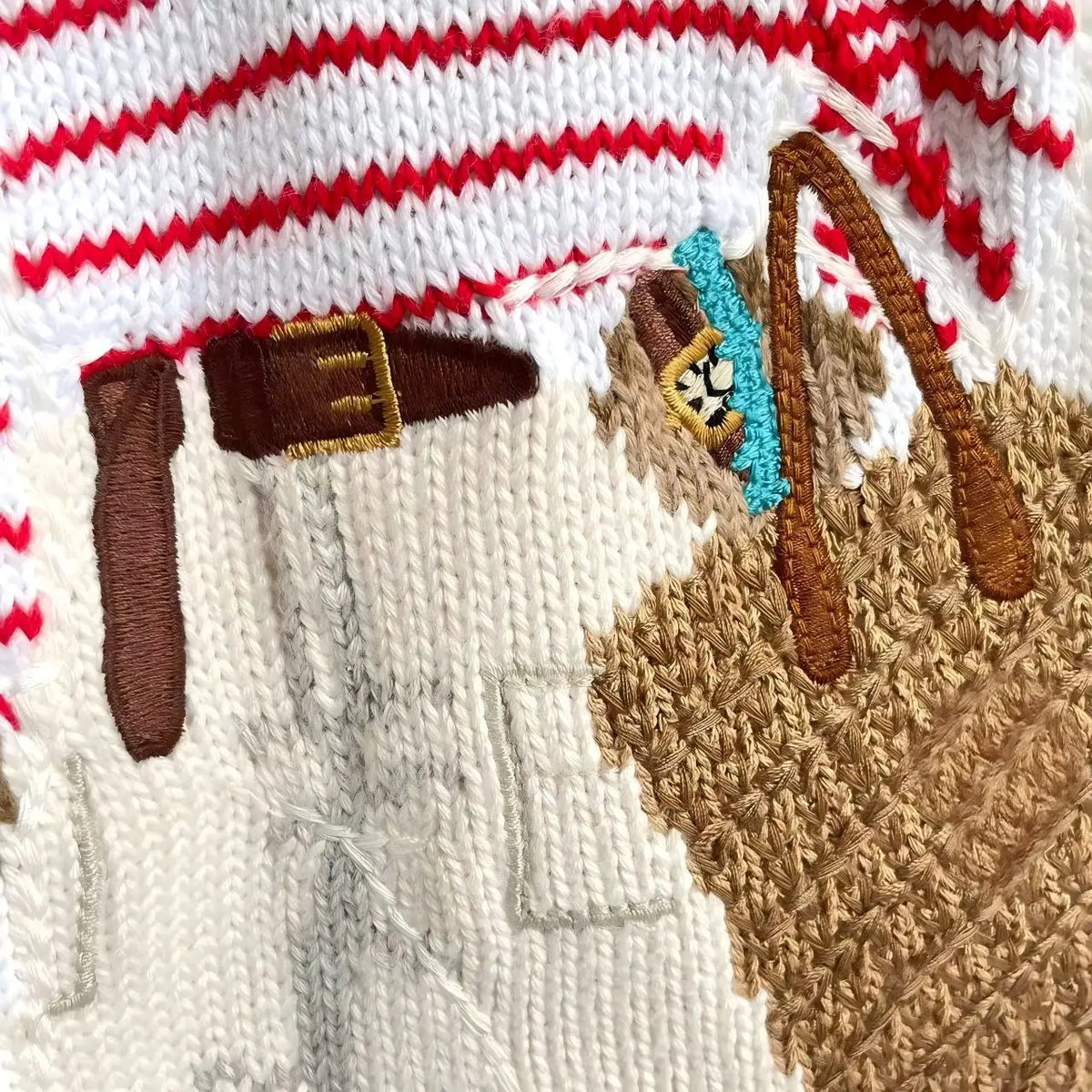 Loose Fit round Neck Knitwear Summer Women's Style Cotton Linen Blend Long Sleeve Casual Top Animal Pattern Embroidered