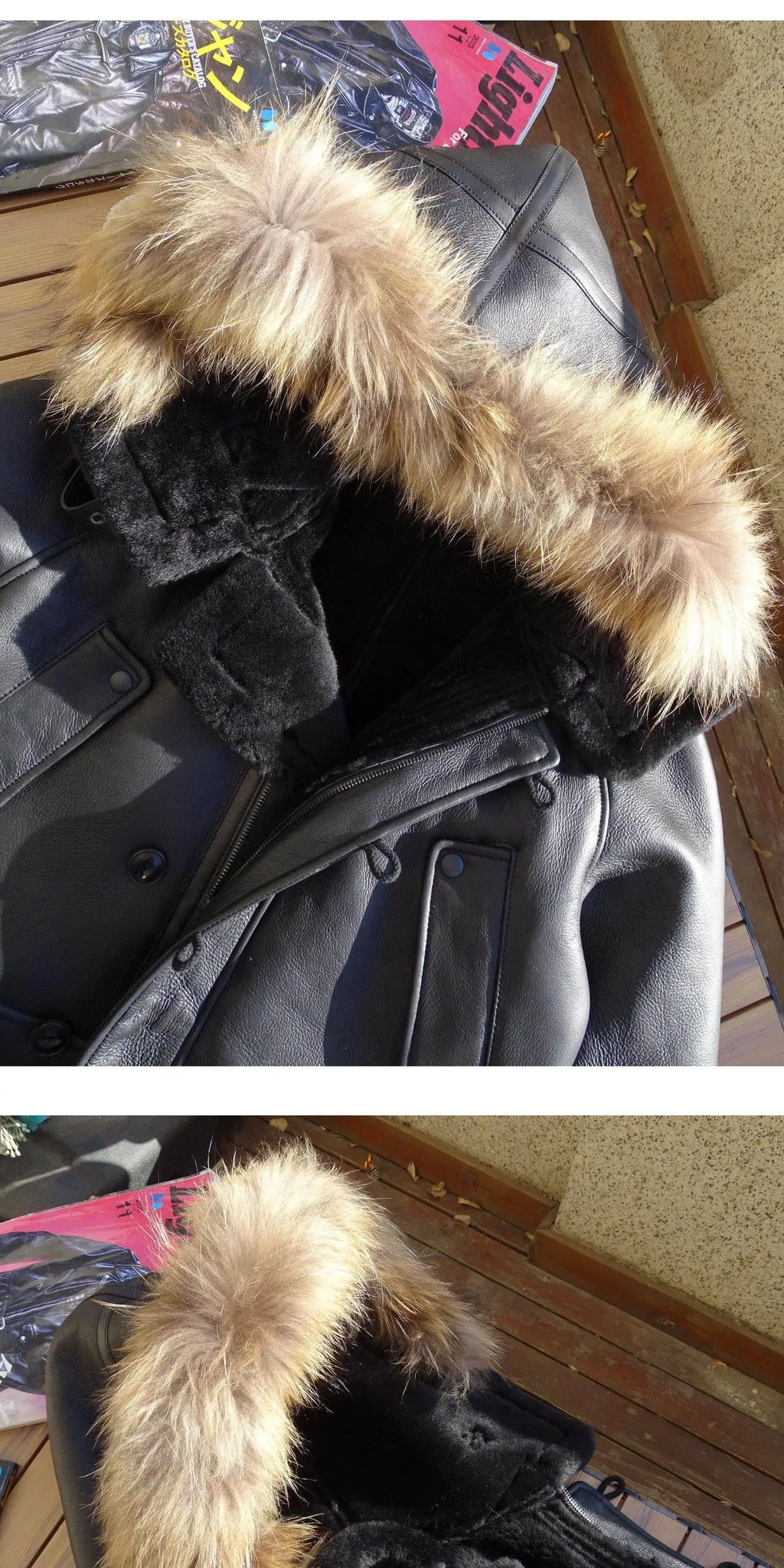 Black Winter Hooded Shearling Jacket Men Casual Style Plus Size 3XL Genuine Natural Thick Sheepskin Warm Single Breasted Coat