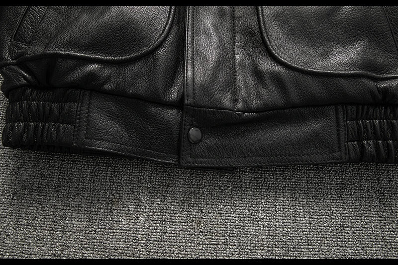Black Winter Leather Jacket Men Retro Style Plus Size 5XL Genuine Natural Sheepskin Turn-down Collar Loose Casual Leather Coat