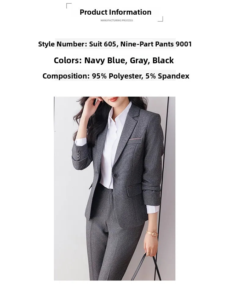 Business Formal Suit Set for Women College Students Job Interview Workwear Small Size Female Jacket Professional Top