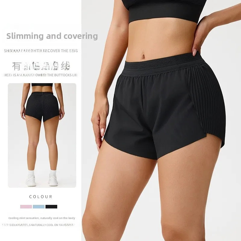 Cooling Mint Fitness Shorts Women's Three-quarter Length Tennis Yoga Pants Inner Lining Prevents Light Walking Show Fatigue R...