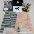 Colorful Striped Knitted Vest Hollow out Slimming U-Neck Summer Cardigan Fashionable Women's Clothing Breathable Ice Silk