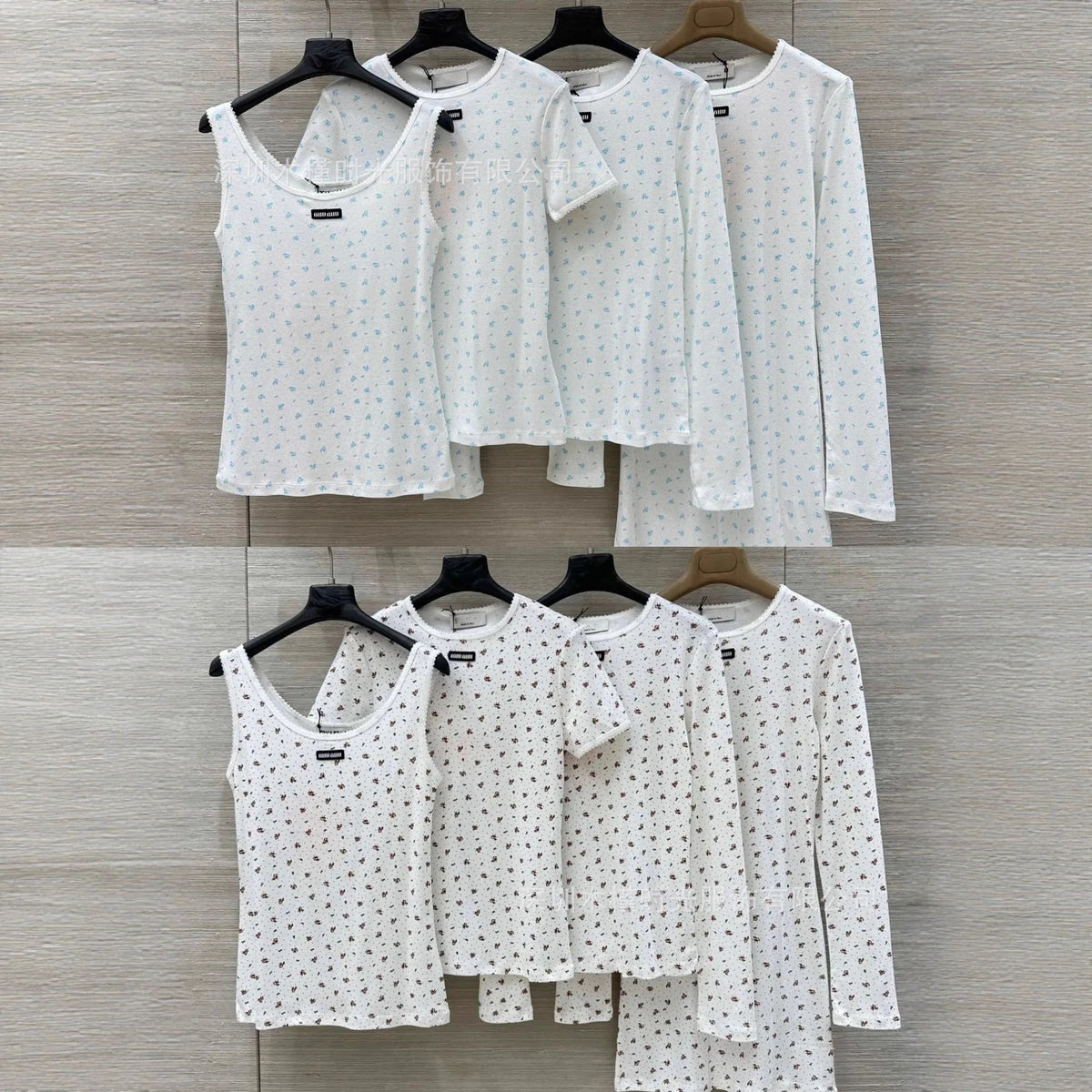 Early Spring New Style Women's 4-Piece Set Short-Sleeve Floral Print Vest Layered Top T-Shirt Cotton Quality Ceiling Elegant