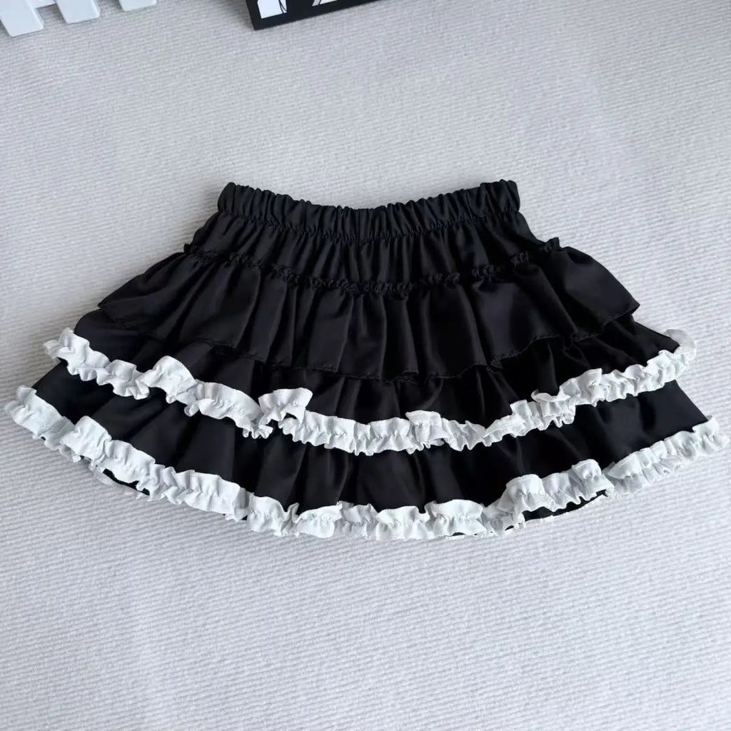 Sweet And Spicy High Waist Puffy Half-length Skirt for Women Anti-exposure Bow-knot Short Cake Skirt Spring Summer New Style