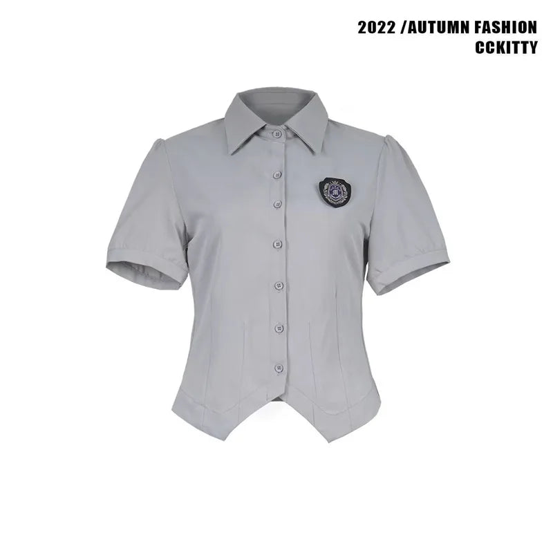 American Style Uniform Short Sleeve Women's School Uniform Set Waist-Cinching Jk Outfit Mini Skirt Sweet Fresh Princess Sleeve
