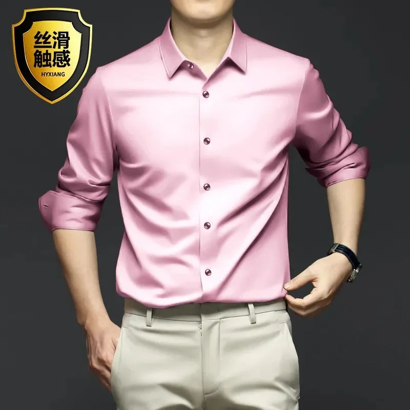 Men's White Shirt Long Sleeve Non iron Business Dress Slim Fit Korean Version Professional Work White Casual Men's Suit Shirt