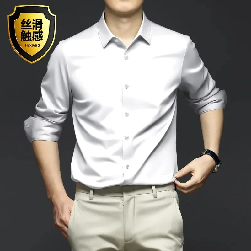 Men's White Shirt Long Sleeve Non iron Business Dress Slim Fit Korean Version Professional Work White Casual Men's Suit Shirt